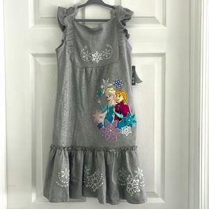 Disney Anna and Elsa gray 100 % cotton sleeveless dress NWT size 9/10